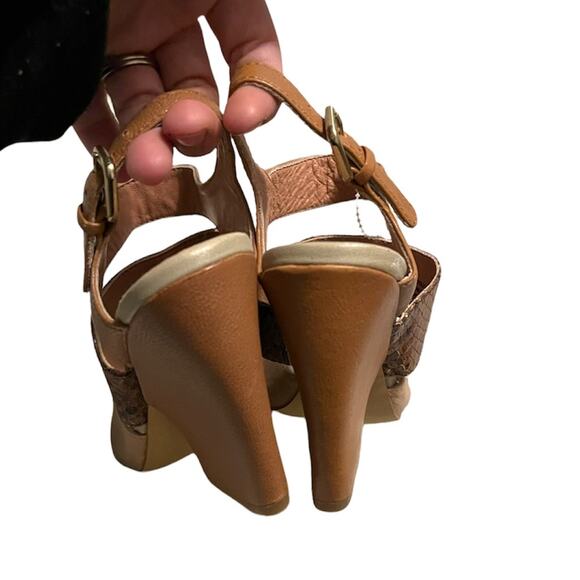 Bacio 61 "Bozzolo"  Brown & Beige Snake Print Leather Heels - Picture 4 of 5